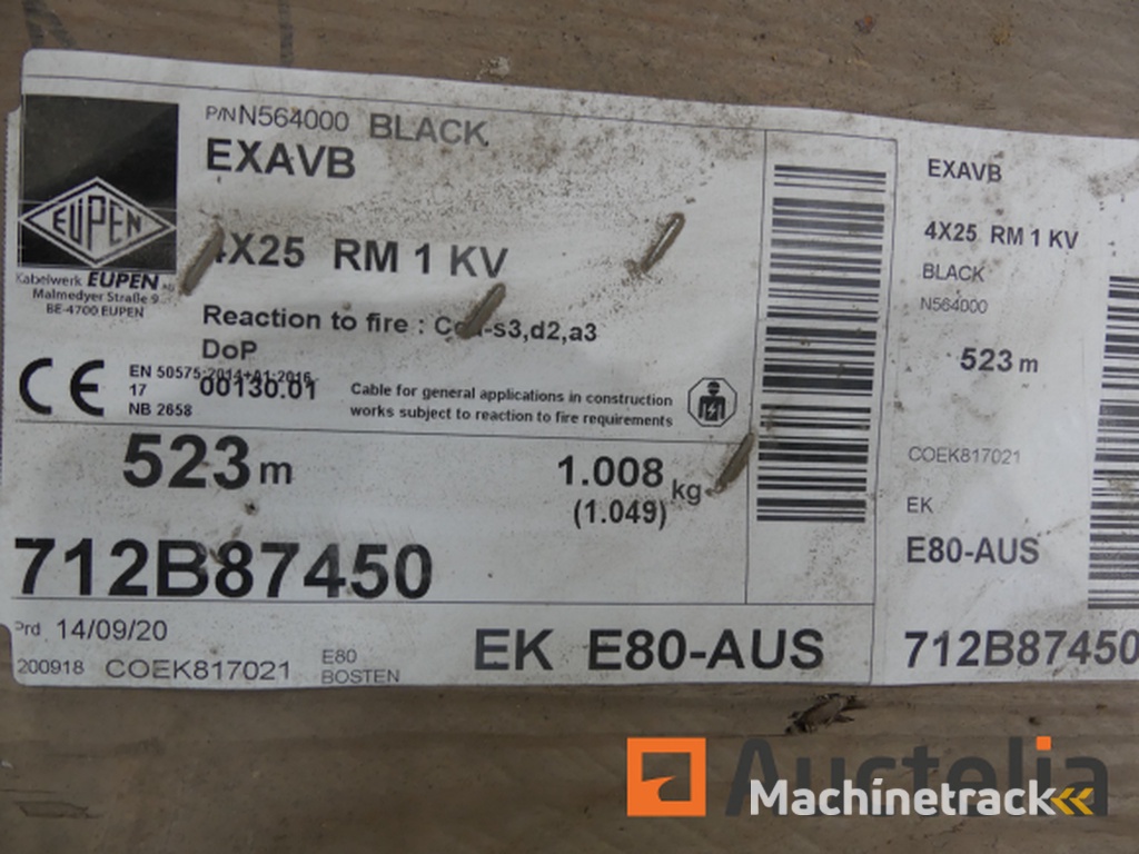 Drum with 4 x 25 armored cable (523 m)