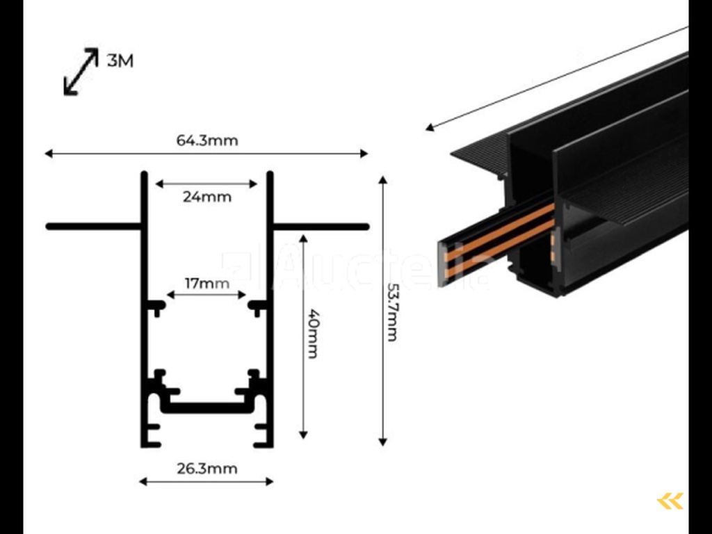 4 x Built-in magnetic rail 20mm 48V - 3 meters