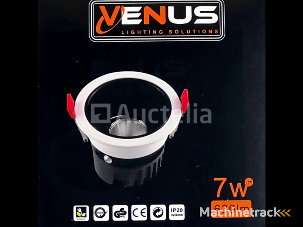 100 x LED Recessed Spotlight – 7W – 6500K Cold White – White/Black – COB – Ø75mm – IP20