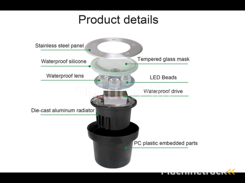 10 x Round LED Ground Spot 6W – 600 lm – IP65 Waterproof – Stainless Steel – Outdoor (Azur-6)