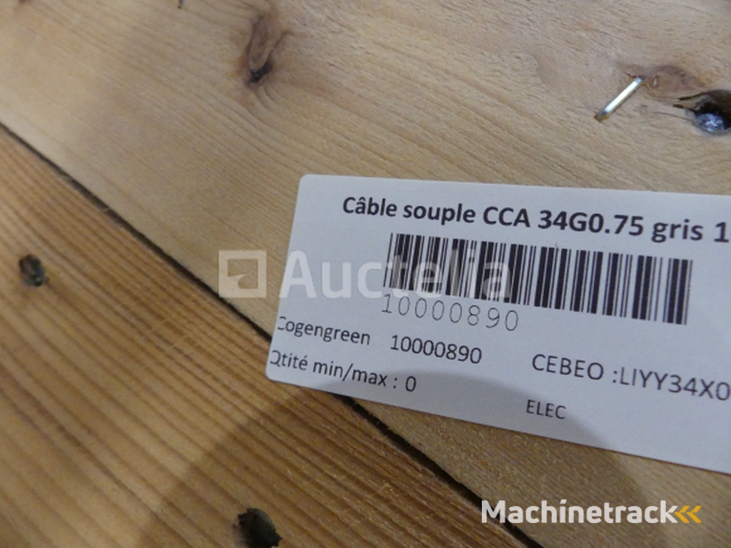 +- 13 m of 34Gx0.75 mm² flexible cable, +- 7 m of 18x1.5 mm² flexible cable