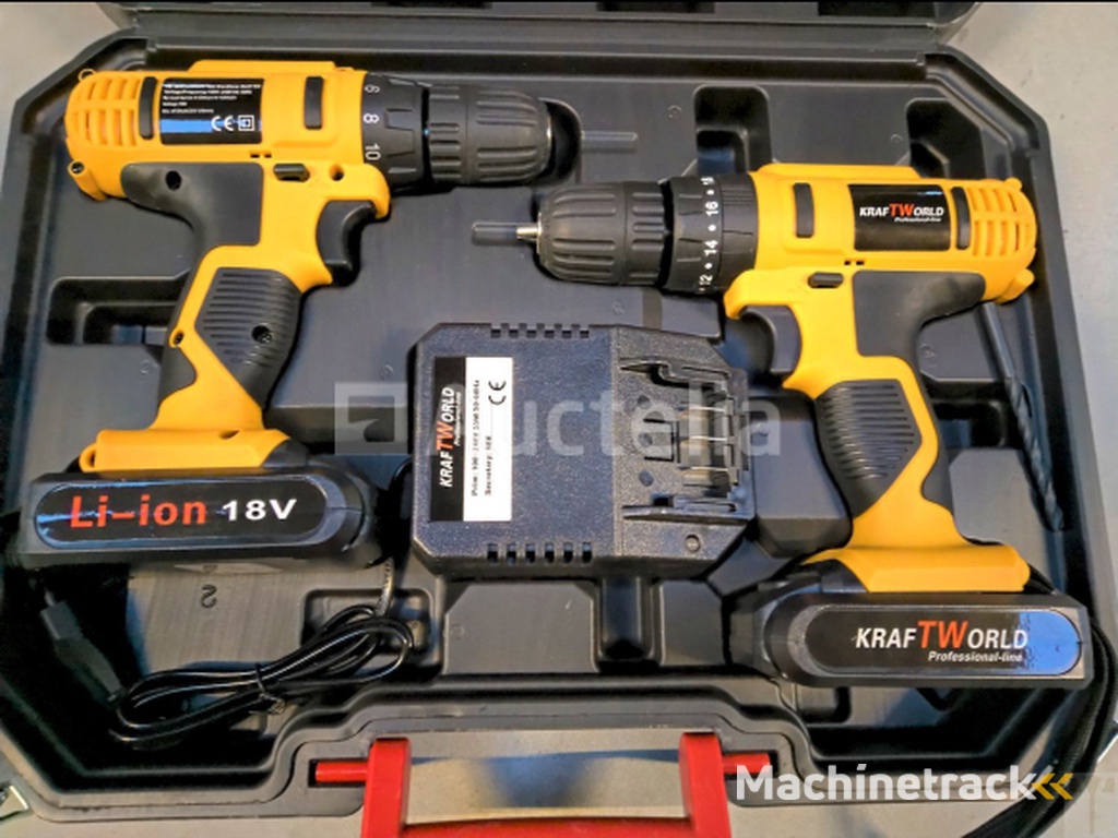 KraftWorld Draadloze Schroevendraaierset 18v Lithium