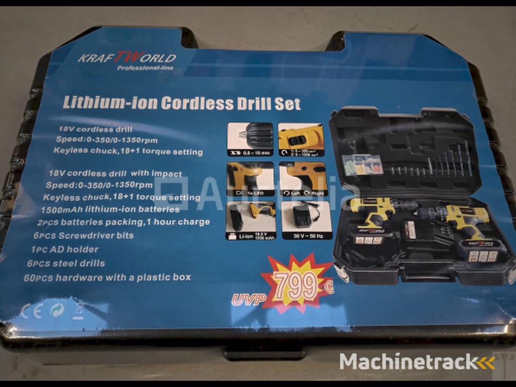 KraftWorld Draadloze Schroevendraaierset 18v Lithium