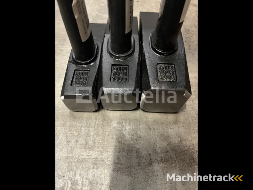 3 x bankhamer 1, 1,5 en 2 kg fiberglass