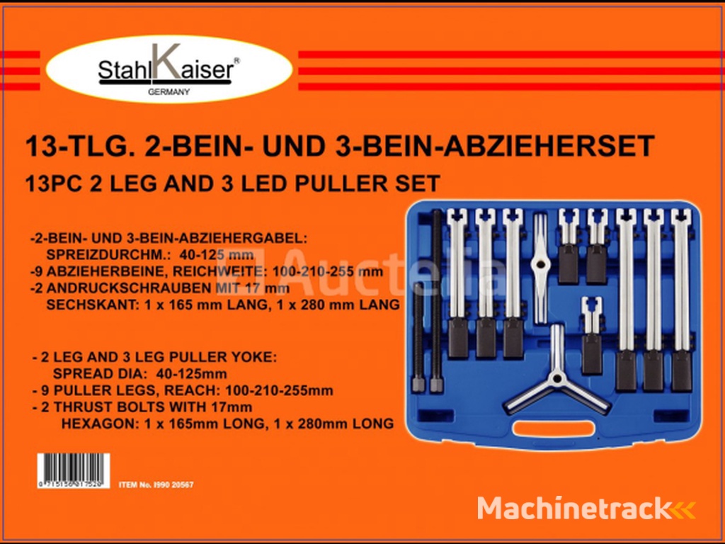 Puller set, 2 and 3 arm, 13-pcs internal and external