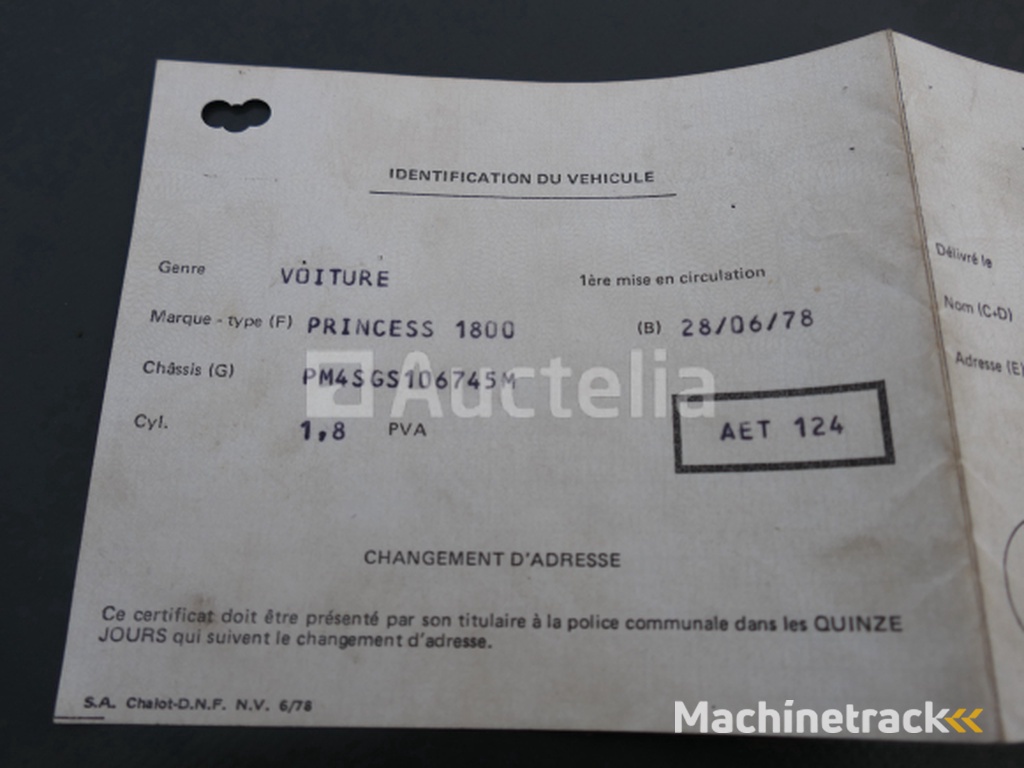 Voorouderauto om Austin Princess te restaureren (1978-46.112 km)(VIN: PM4SGS106745M)