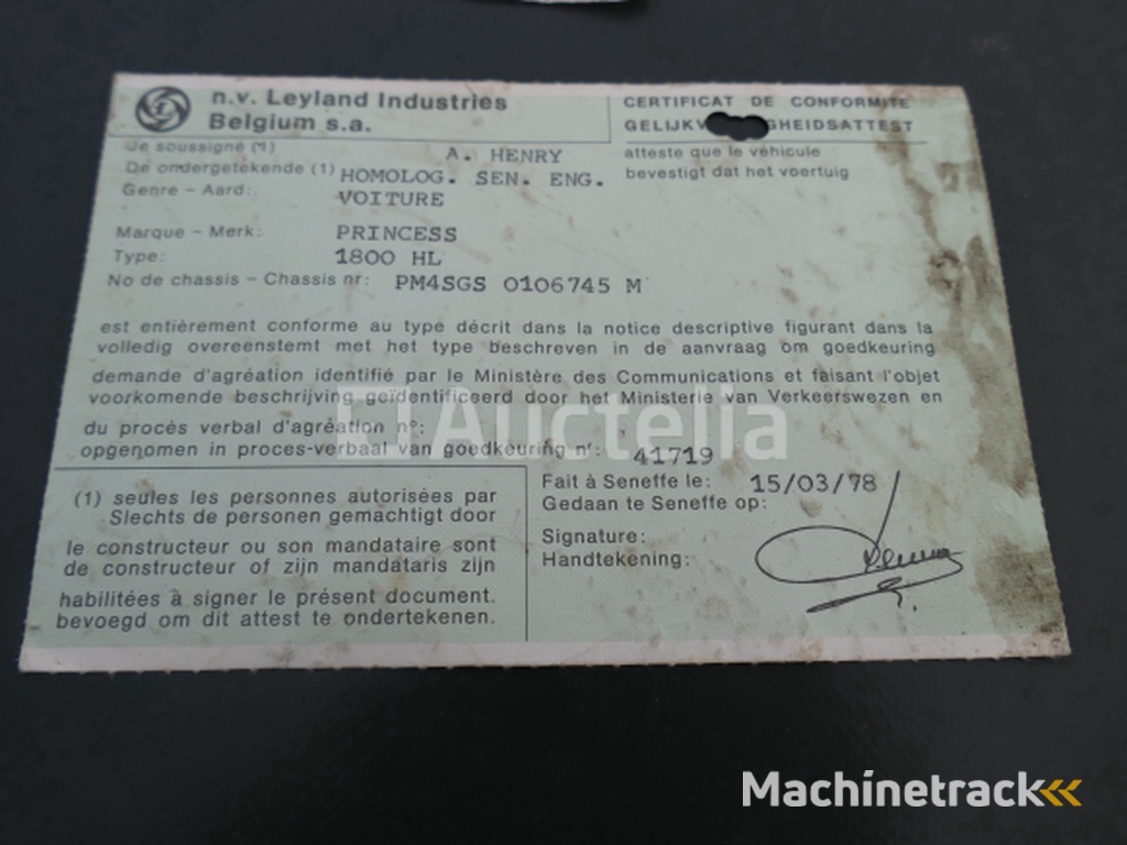 Voorouderauto om Austin Princess te restaureren (1978-46.112 km)(VIN: PM4SGS106745M)