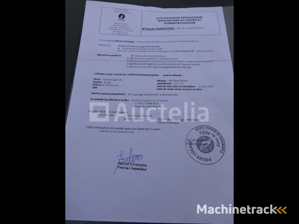 International Harvester Agricultural Tractor (VIN:NT362374)