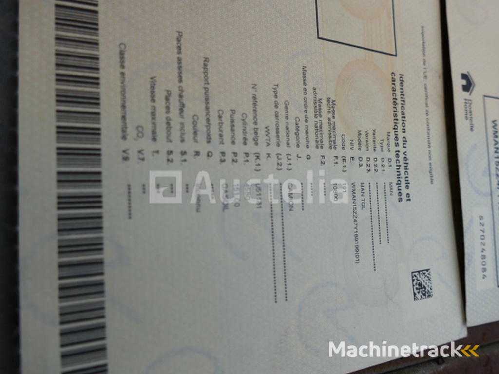 Berging vrachtwagen MAN Man TGL (2007-969.208 km)( VIN:WMAN15ZZ47Y189199)