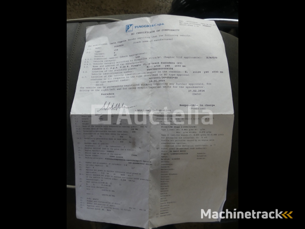 Scooter Piaggio Vespa S50 4V (2014-12.319 km)(VIN:ZAPC3860000009394 )