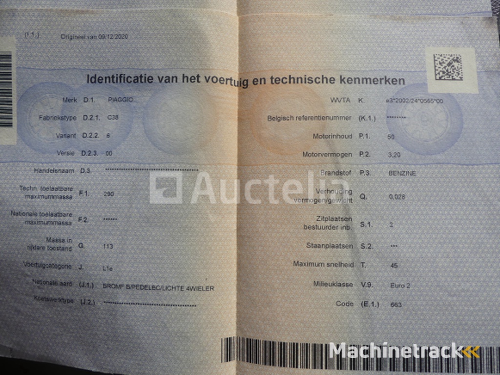 Scooter Piaggio Vespa S50 4V (2014-12.319 km)(VIN:ZAPC3860000009394 )