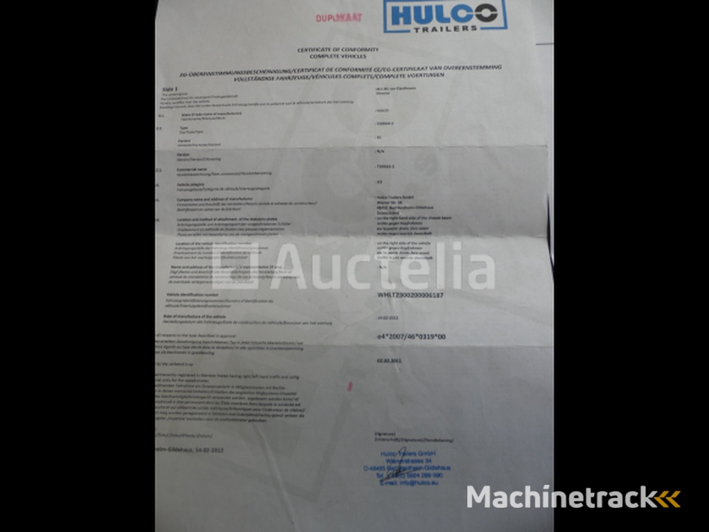 Hulco TERRAX-2 Aanhangwagen (VIN: WHLT2300200006187)