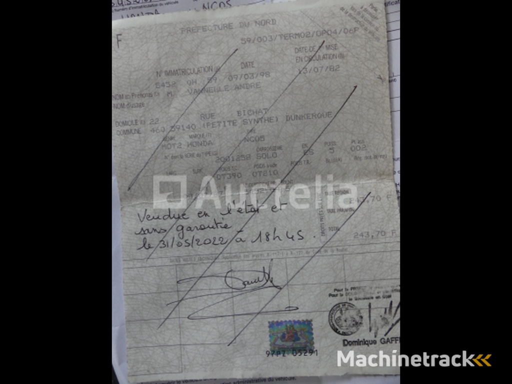 400cc Honda CX400 Motorcycle (1982-12.942 km)(VIN: 201258)