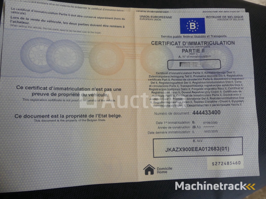 900cc Kawasaki ZX-9R Ninja Motorcycle(VIN: JKAZX900EEA012683)