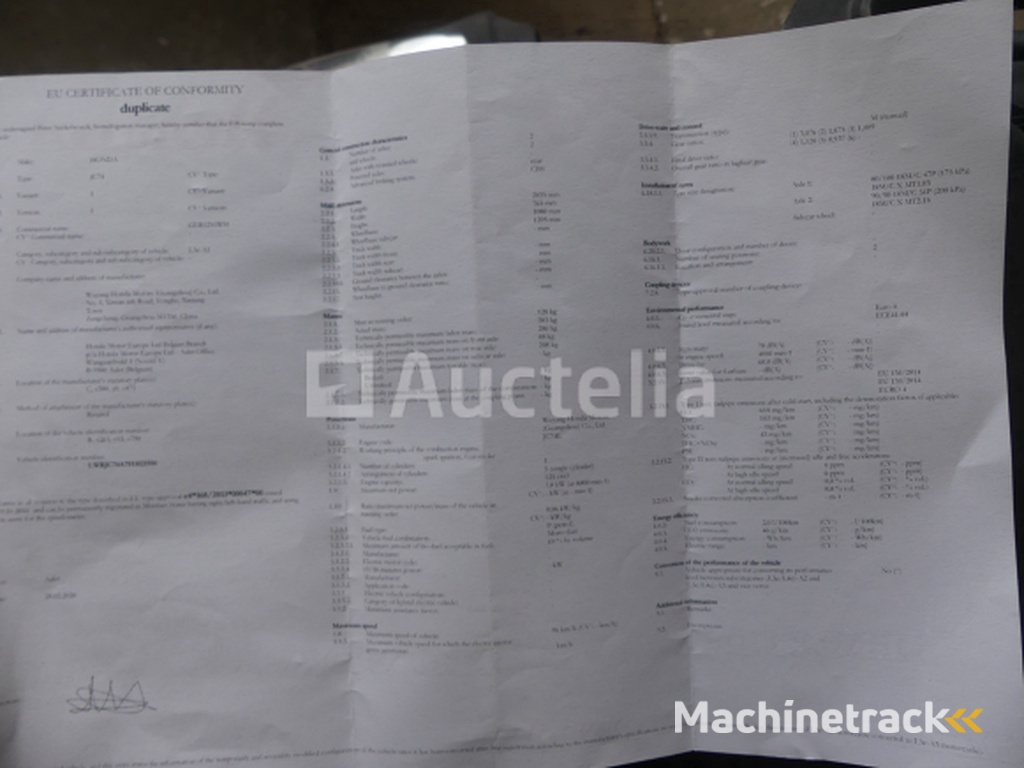 Honda CBF125 Motorcycle (VIN: LWBJC74A7H1021950)