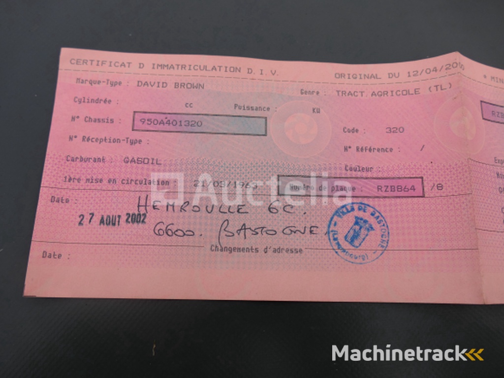 David Brown 950 landbouwtractor met voorlader (VIN: 950A401320)