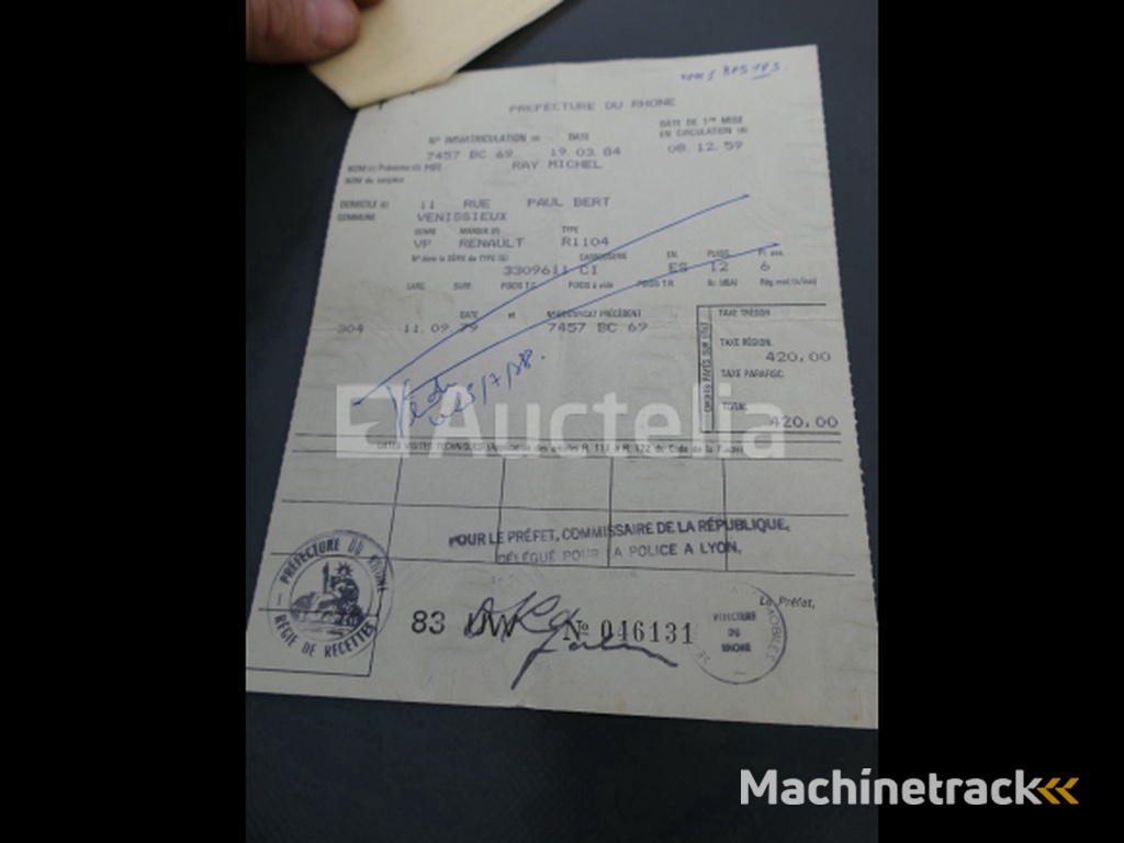 Voorouderauto om Renault Fregate R1104 te restaureren (1959-46.255 km)( VIN:3309611CI)