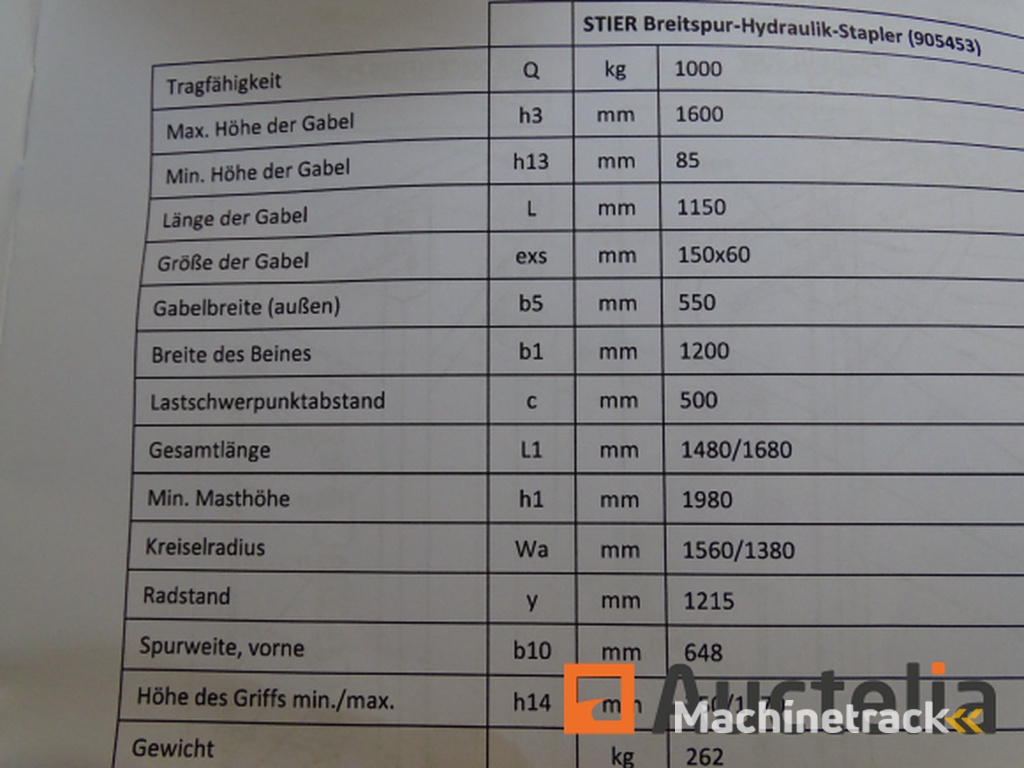 Hydraulische vorkheftruck stier