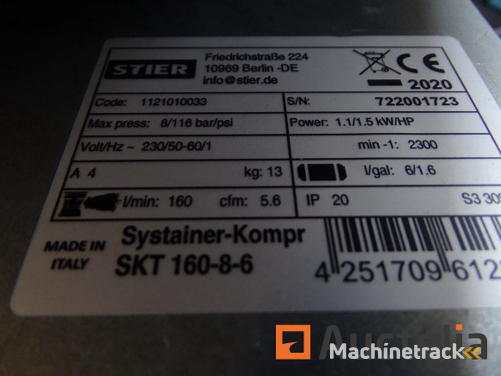 STIER SKT 160-8-6 compressor in zijn systainer
