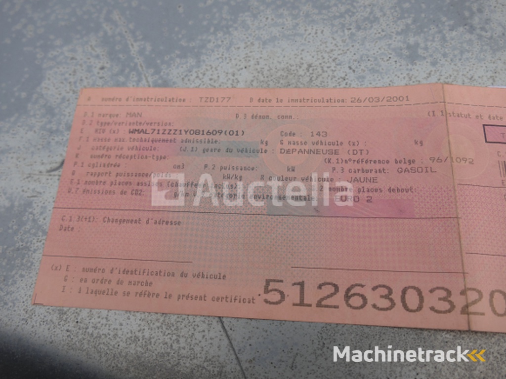 Bergingswagen MAN L12LC (2001-516.464 km)( VIN:WMAL71ZZZ1Y081609)