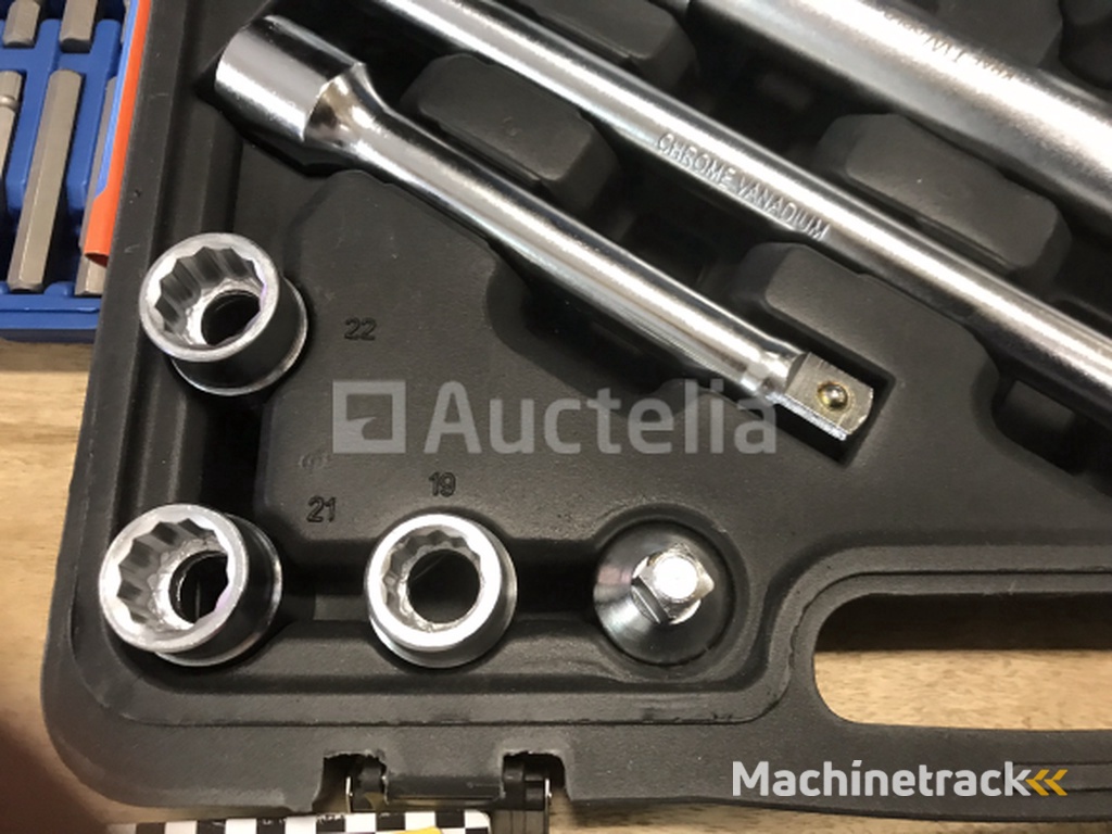 16 piece heavy socket set with telescopic ratchet and 3 extensions