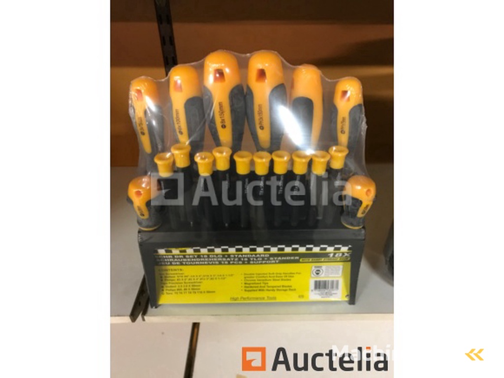 18 piece screwdriver set Slotted, Philips and Torx with stand