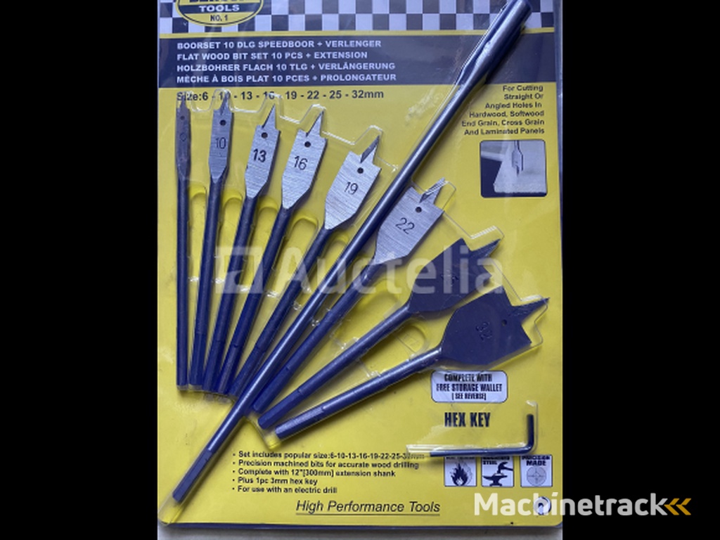 10 delige speedboor set 6,10, 13,16,19,22, 25,en 32 mm