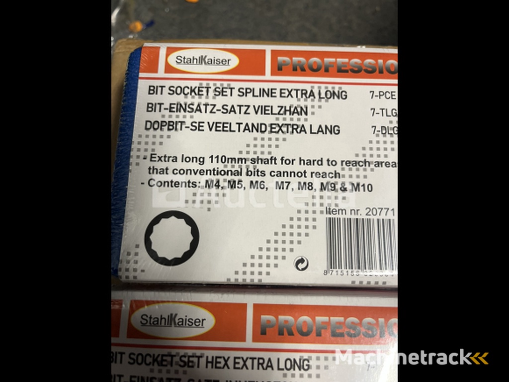 2 x verlengde bit dopset veeltand en inbus