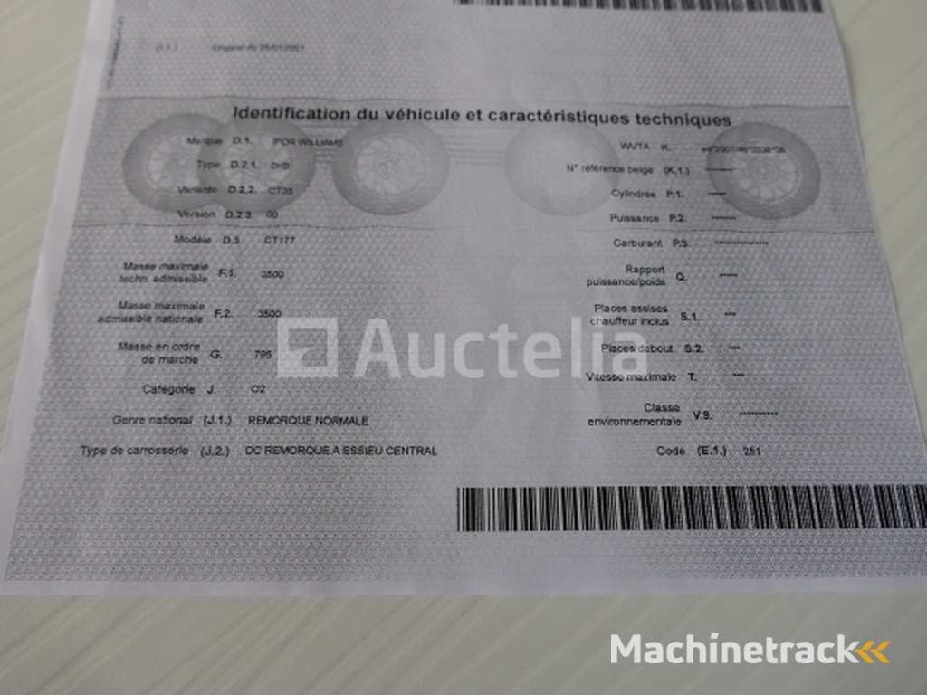 Ifor Williams 2Hb CT35 Voertuig Carrier Aanhangwagen (VIN:SCKD00000L0785606)