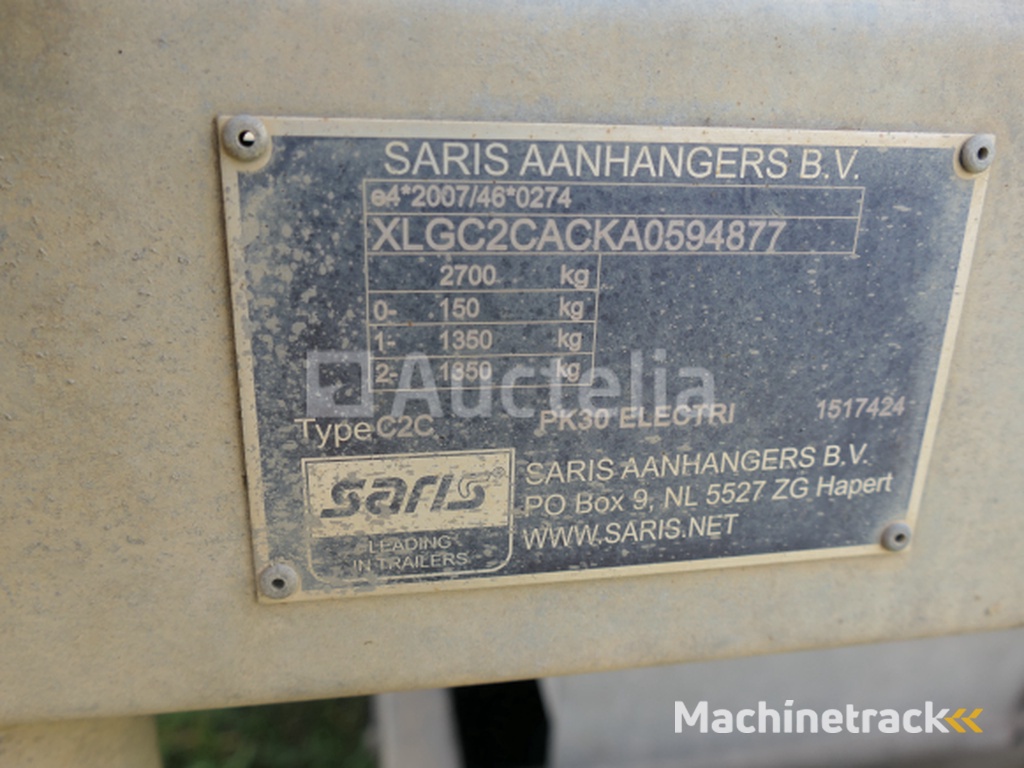 Saris C2700 dubbelassige buigende aanhangwagen (VIN:XLGC2CACKA0594877)