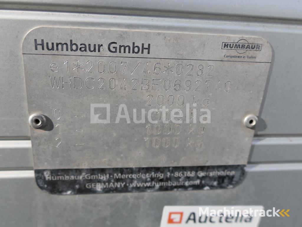 Humbaur HA TA G A15 dubbelassige aanhangwagen met vaste zijde (VIN:WHDC2042BE0692740)