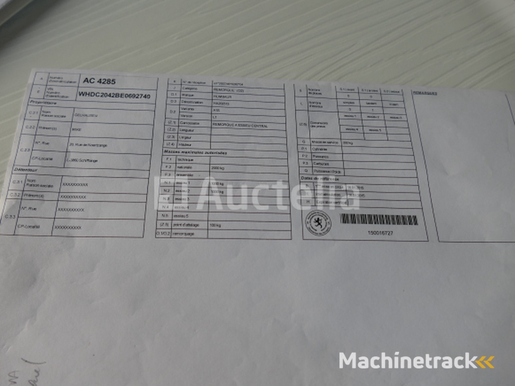 Humbaur HA TA G A15 dubbelassige aanhangwagen met vaste zijde (VIN:WHDC2042BE0692740)