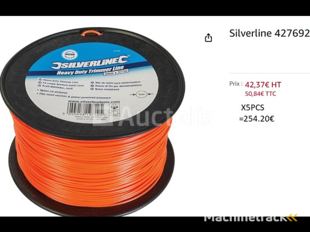 5x 377 m Heavy Duty Grastrimmer 2 mm SILVERLINE