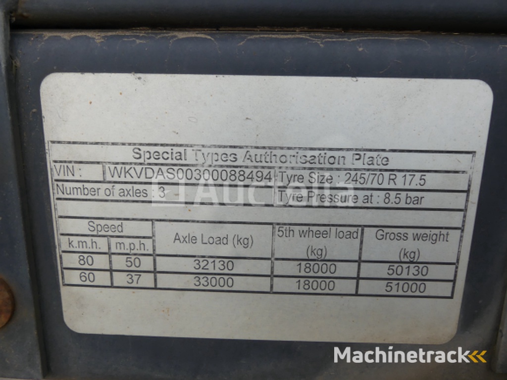 Kassbohrer Lowbed Trailer (2018-VIN:WKVDAS00300088494)