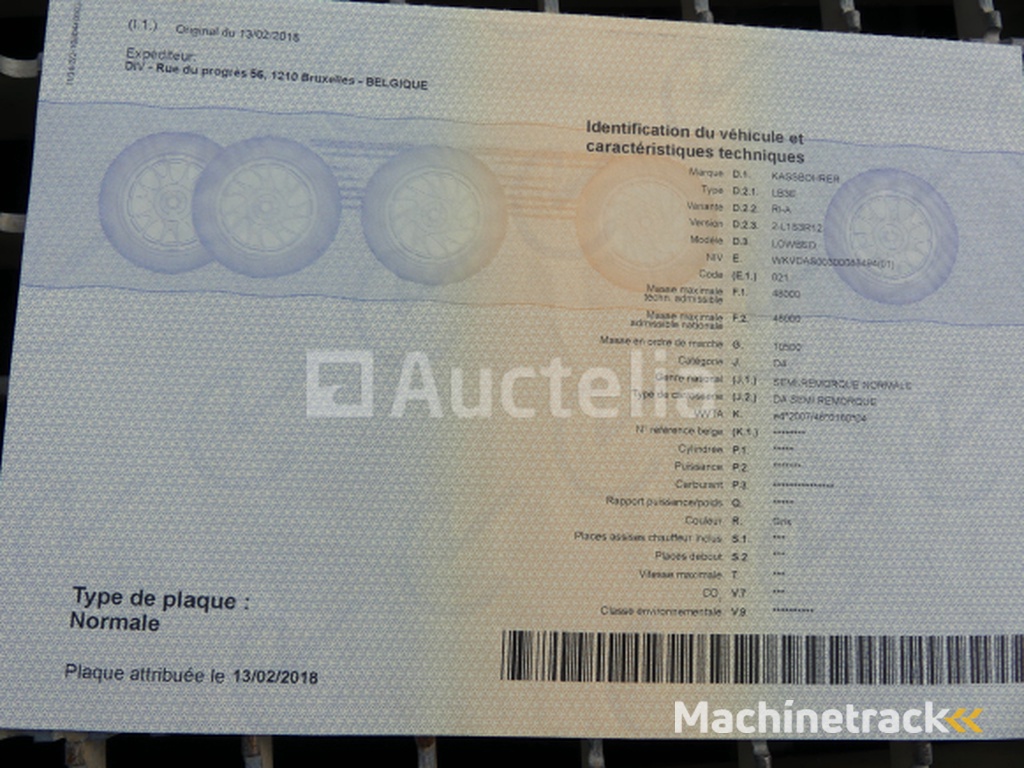 Kassbohrer Lowbed Trailer (2018-VIN:WKVDAS00300088494)