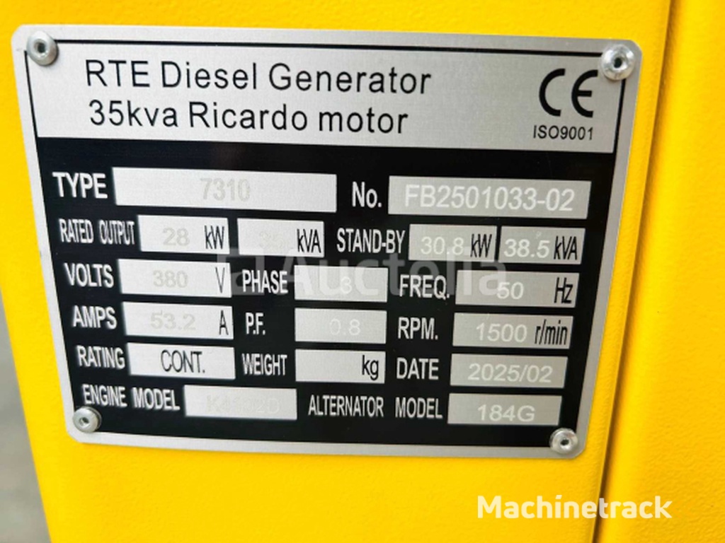 RTE - 2025 - 7310 - 35 KVA Noodstroomaggregaat