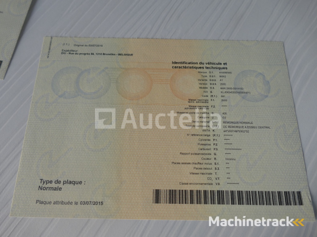 Anssems BSX 2500-301x150 dubbelassige huifophanging (VIN:XLJOX040300165550)