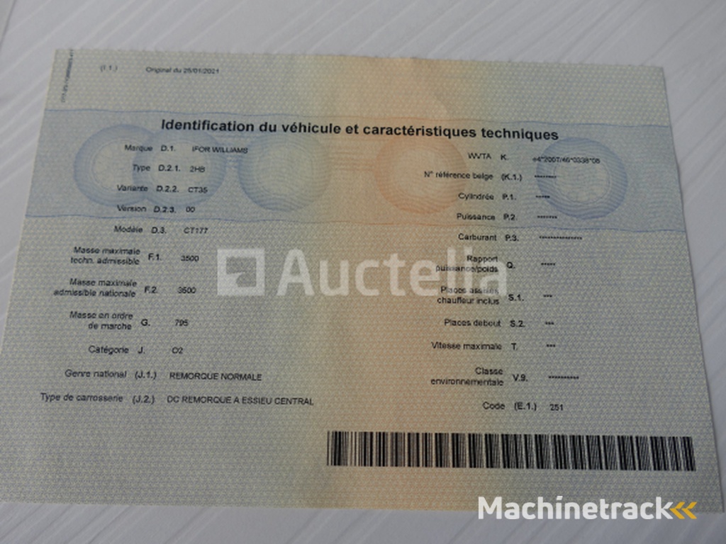 Ifor Williams 2Hb CT35 Voertuig Carrier Aanhangwagen (VIN:SCKD00000L0785606)