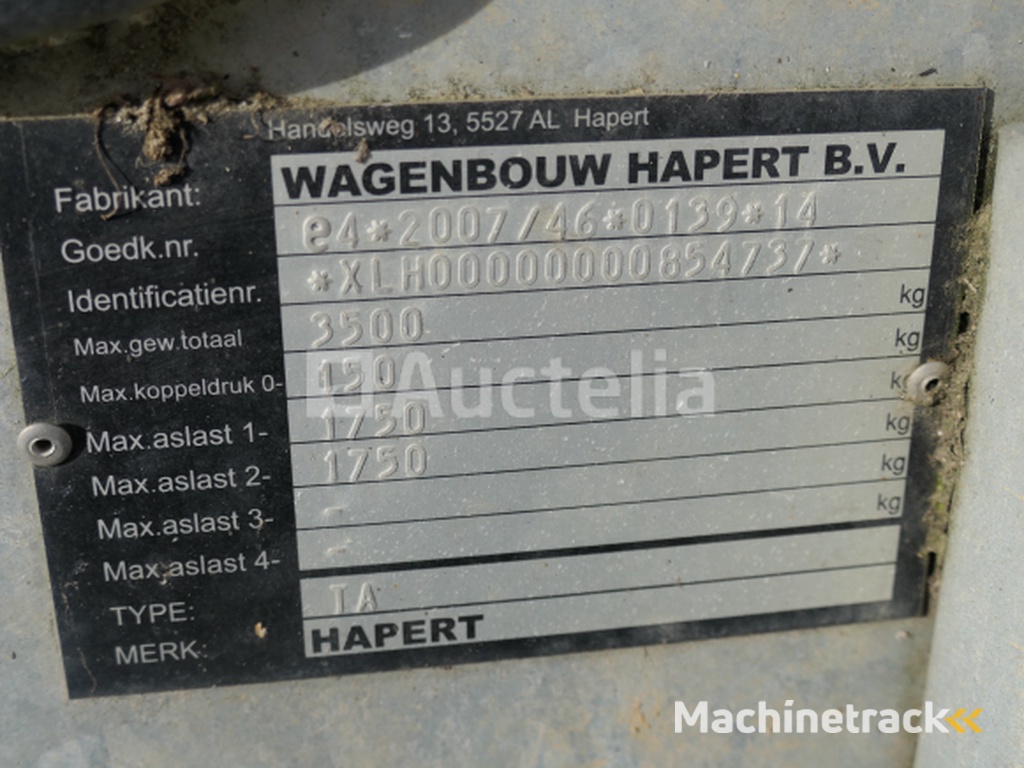 Hapert Indigo dubbelassige vaste dieplader zonder zijwanden (VIN:XLH0000000854737)