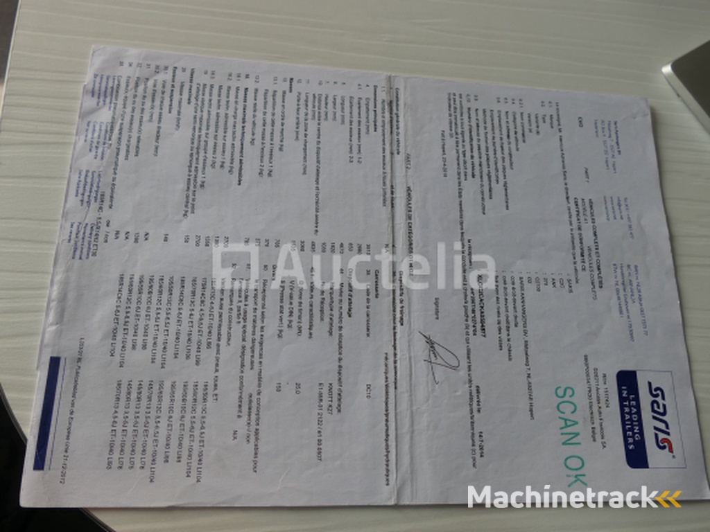 Saris C2700 dubbelassige buigende aanhangwagen (VIN:XLGC2CACKA0594877)