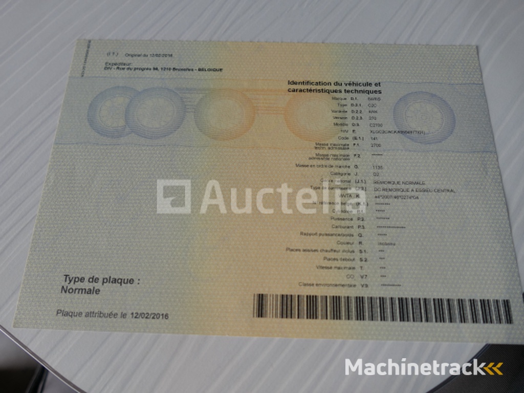 Saris C2700 dubbelassige buigende aanhangwagen (VIN:XLGC2CACKA0594877)