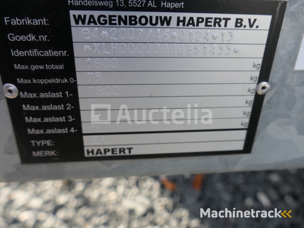 Hapert Indigo enkelassige aanhangwagen (VIN:XLH00000000851433)