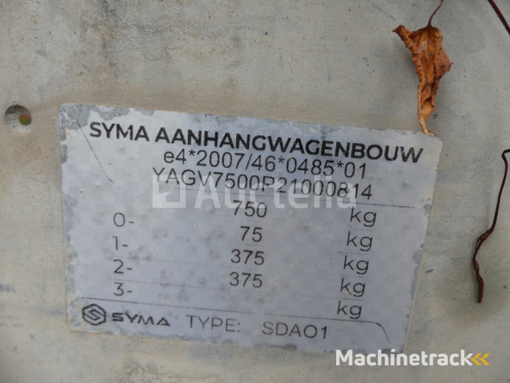 750 kg aluminium dubbelassige aanhangwagen SYMA SDAO1