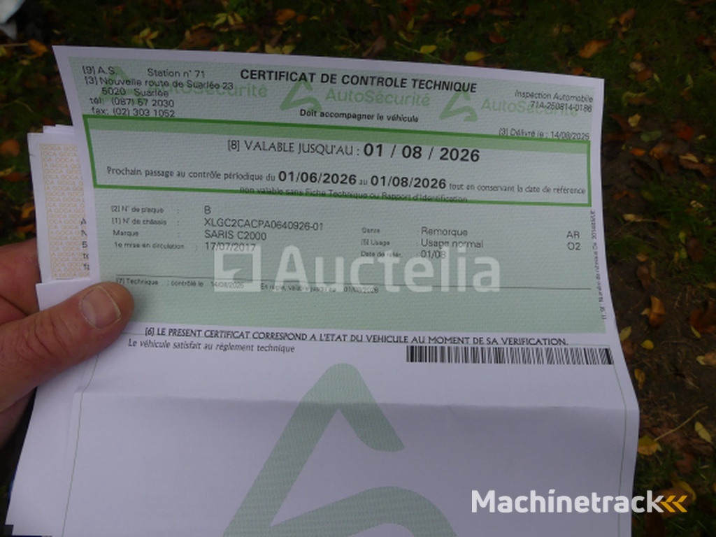 Aluminium dubbelas aanhanger 2000 kg Saris C2000