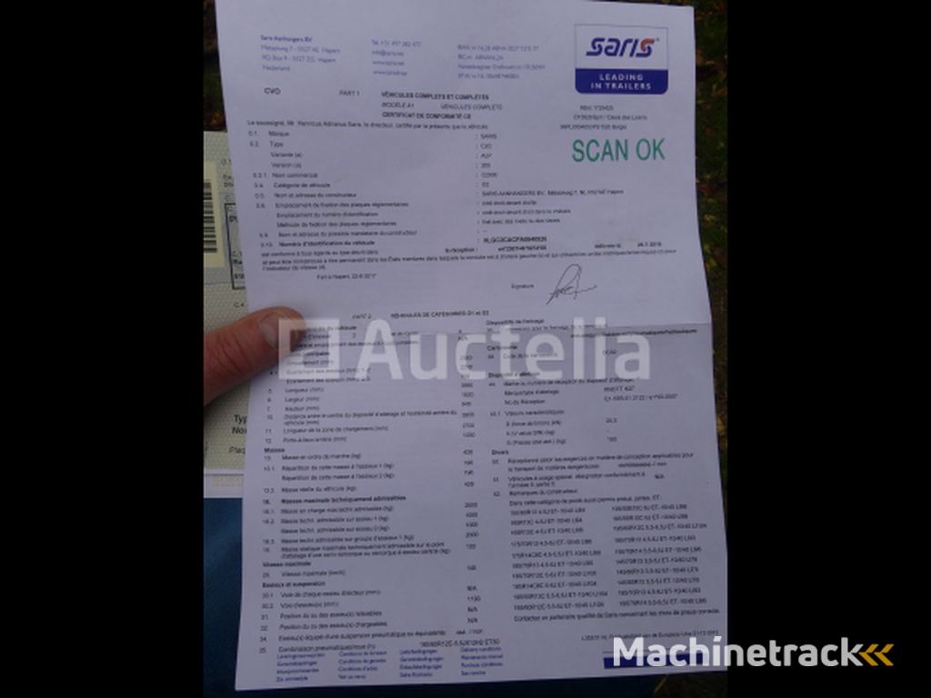 Aluminium dubbelas aanhanger 2000 kg Saris C2000