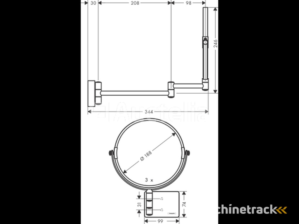 Hansgrohe AddStoris make-up spiegel 24,6x34,4x24,6cm mat zwart (nr. 15-24)