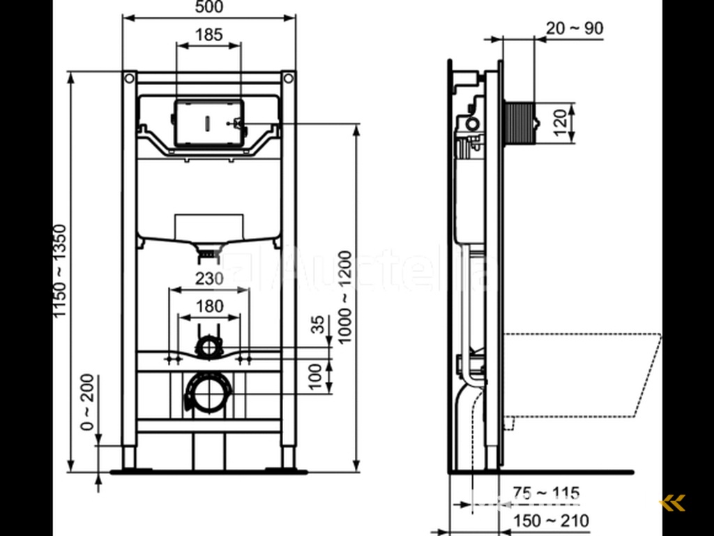 1 x Ideal standard Prosys Built-in flush cistern 120M for wall-hung toilet (no. 15-07)