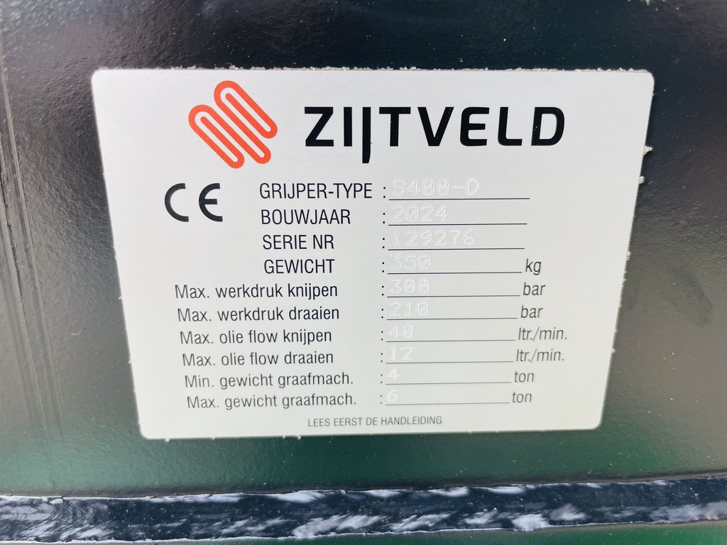 Zijtveld Sorteergrijper VSSG400 CW10 NIEUW 4 - 6 ton