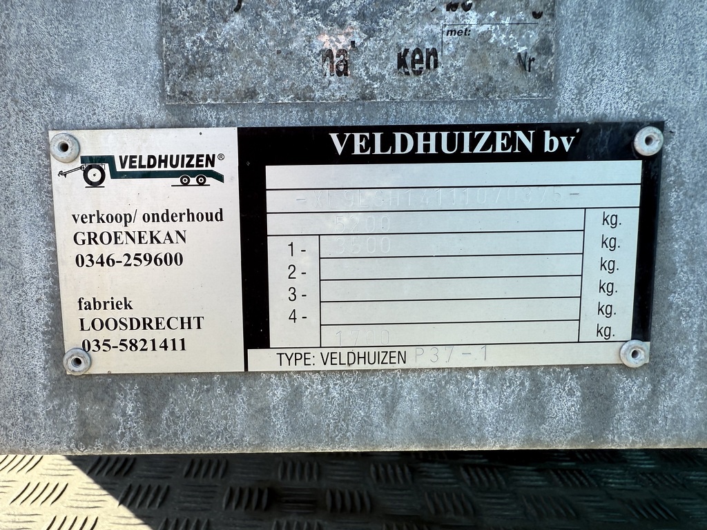 Veldhuizen P37-1 1 assige BE opleggen / dieplader