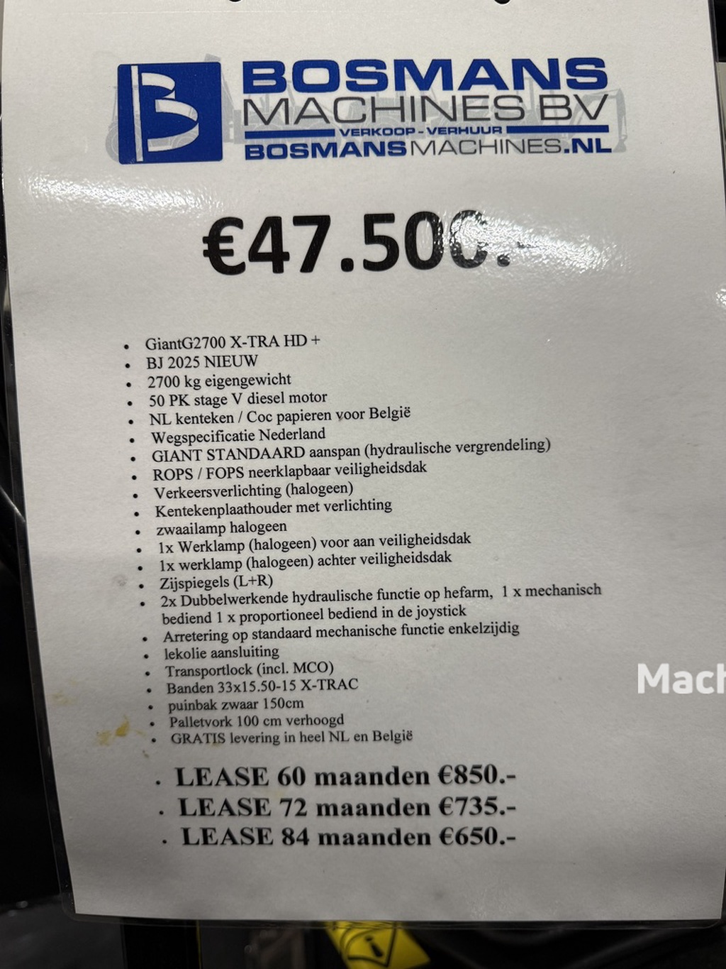 Giant G2700 HD X-TRA + minishovel / kniklader NIEUW